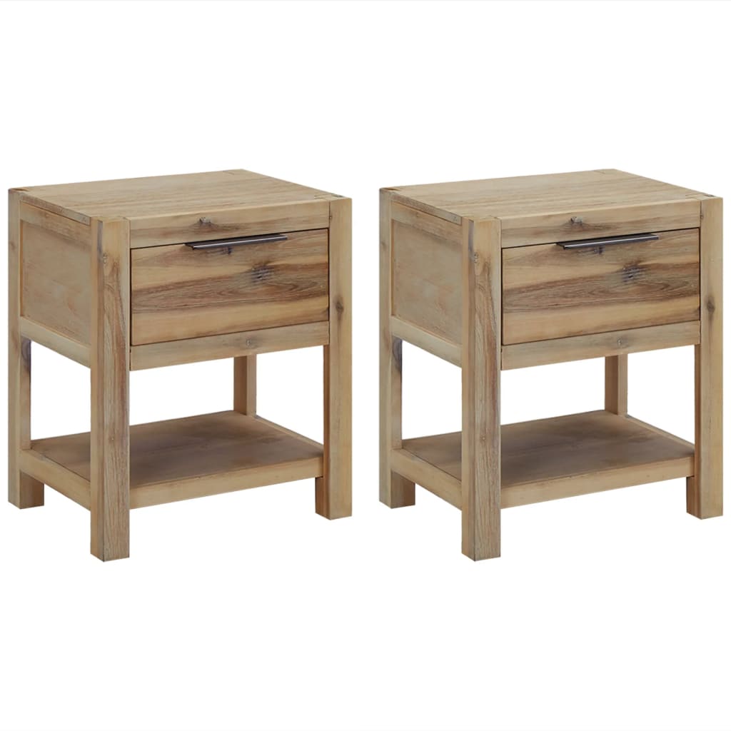 vidaXL Nightstands with Drawers 2 pcs 40x30x48 cm Solid Acacia Wood 1