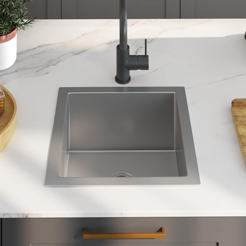 vidaXL Handmade Kitchen Sink Stainless Steel 3