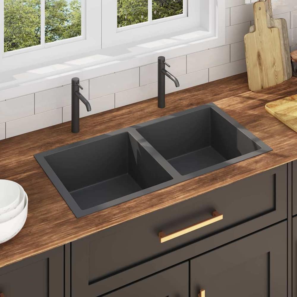 Handmade Kitchen Sink Stainless Steel Black 86.5 cm 44 cm standard