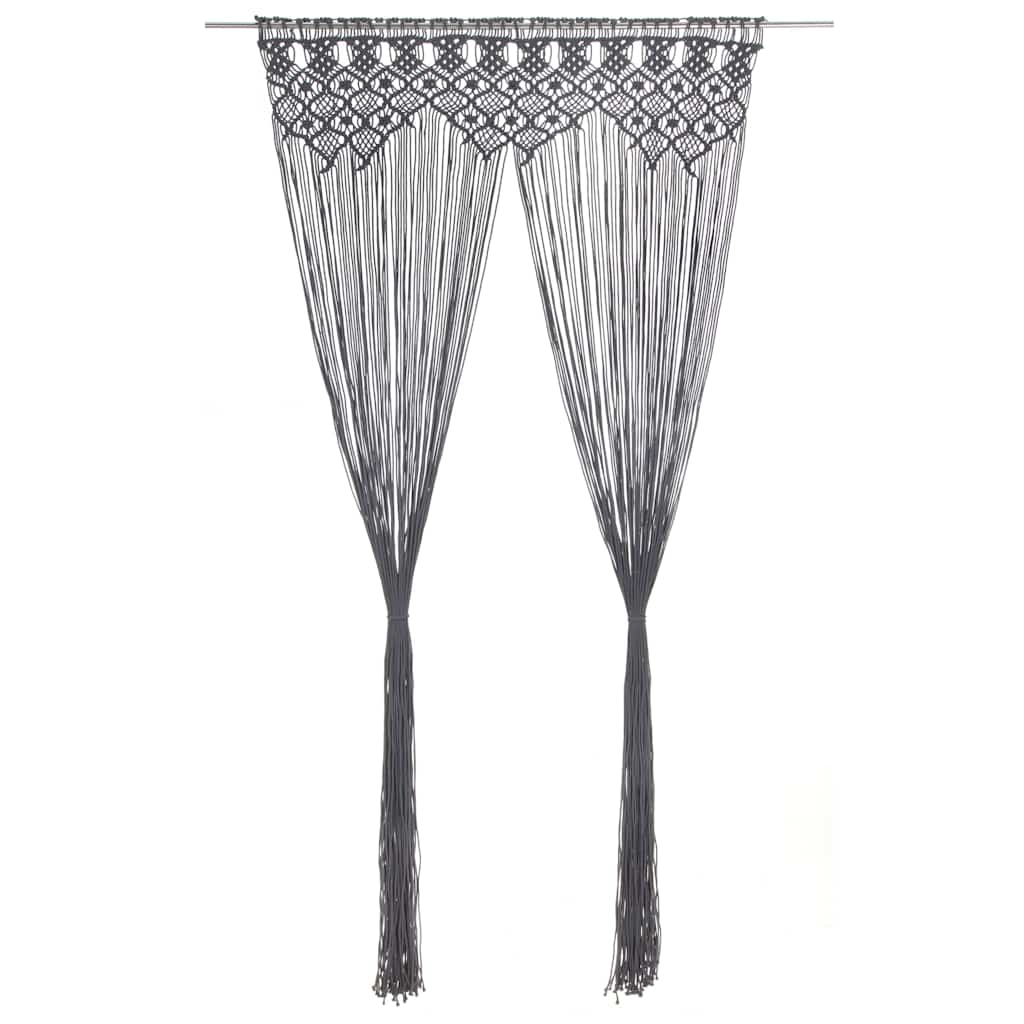 Macrame Curtain 140x240 cm Cotton Anthracite