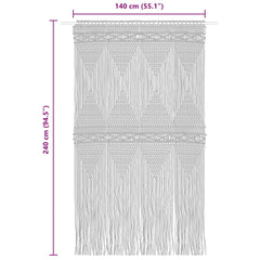 vidaXL Macrame Curtain Anthracite 140x240 cm Cotton 6