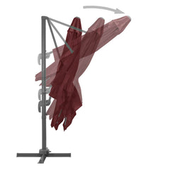 vidaXL Cantilever Garden Parasol with Aluminium Pole Bordeaux Red 400x300 cm 5