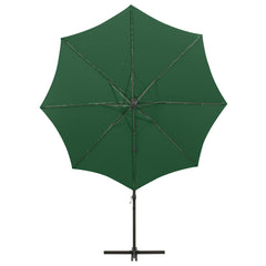 vidaXL Cantilever Garden Parasol with Pole and LED Lights Green 300 cm 6