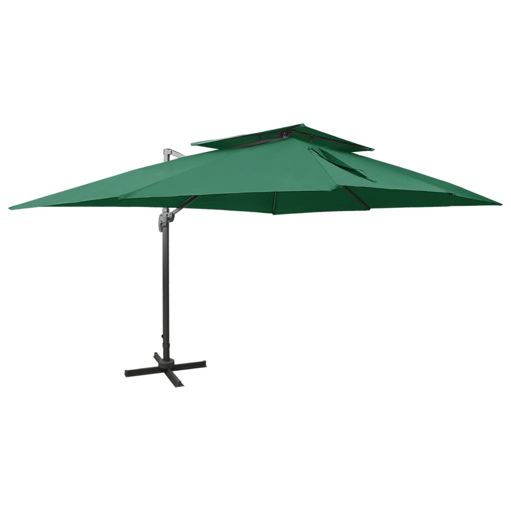 vidaXL Cantilever Garden Parasol with Double Top Green 400x300 cm 1
