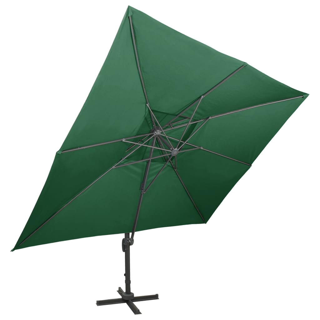 vidaXL Cantilever Garden Parasol with Double Top Green 400x300 cm 2