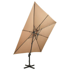 vidaXL Cantilever Garden Parasol with Double Top 300x300 cm Taupe 2