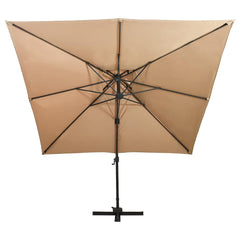 vidaXL Cantilever Garden Parasol with Double Top 300x300 cm Taupe 3