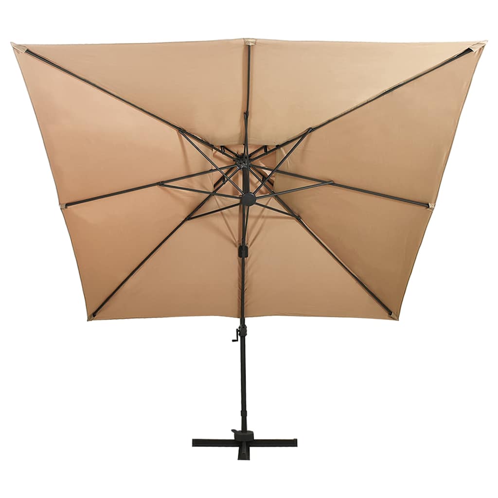 vidaXL Cantilever Garden Parasol with Double Top 300x300 cm Taupe 3