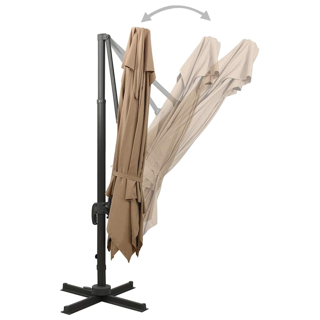 vidaXL Cantilever Garden Parasol with Double Top 300x300 cm Taupe 5