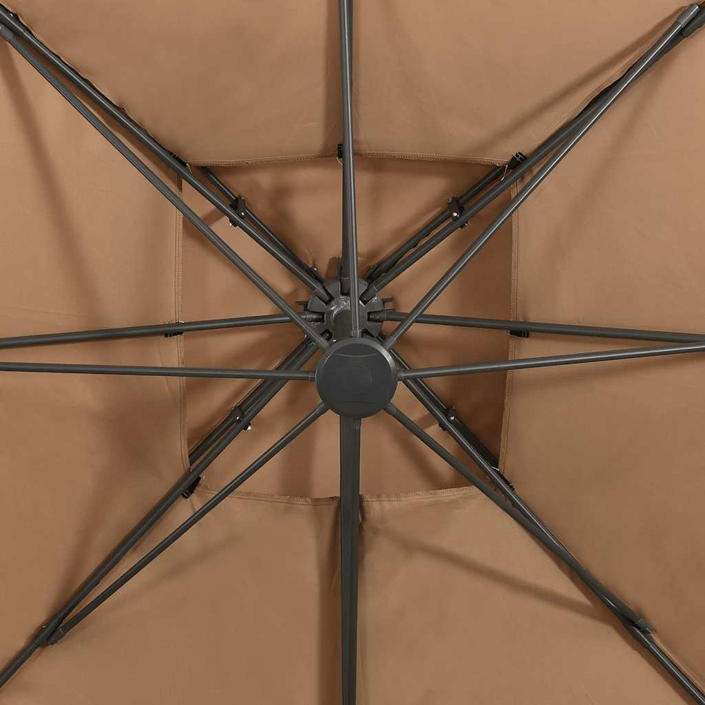 vidaXL Cantilever Garden Parasol with Double Top 300x300 cm Taupe 6