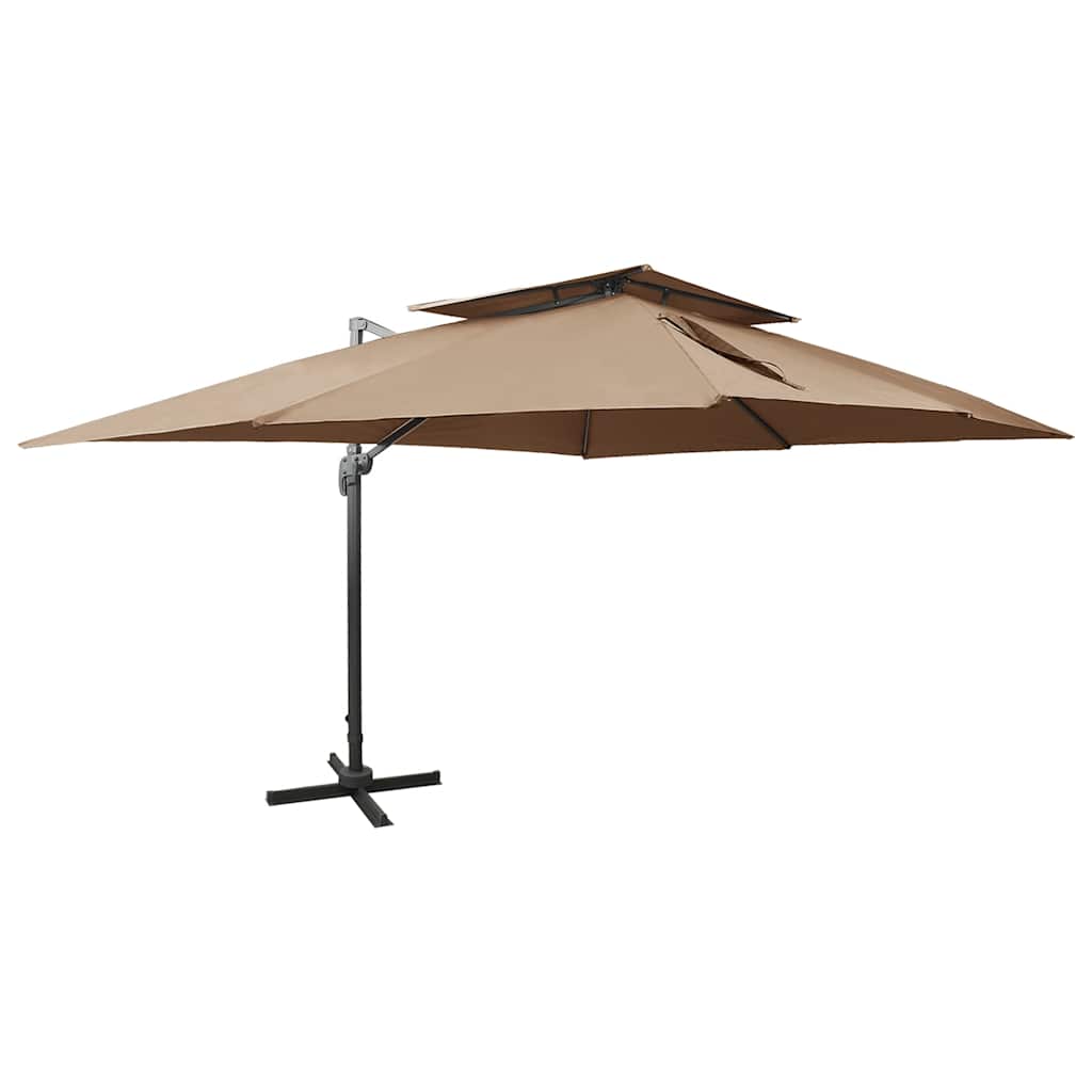vidaXL Cantilever Garden Parasol with Double Top Taupe 400x300 cm 1