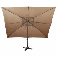 vidaXL Cantilever Garden Parasol with Double Top Taupe 400x300 cm 3