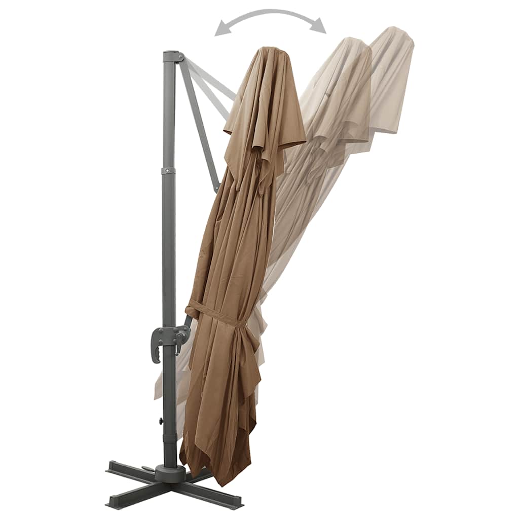 vidaXL Cantilever Garden Parasol with Double Top Taupe 400x300 cm 5