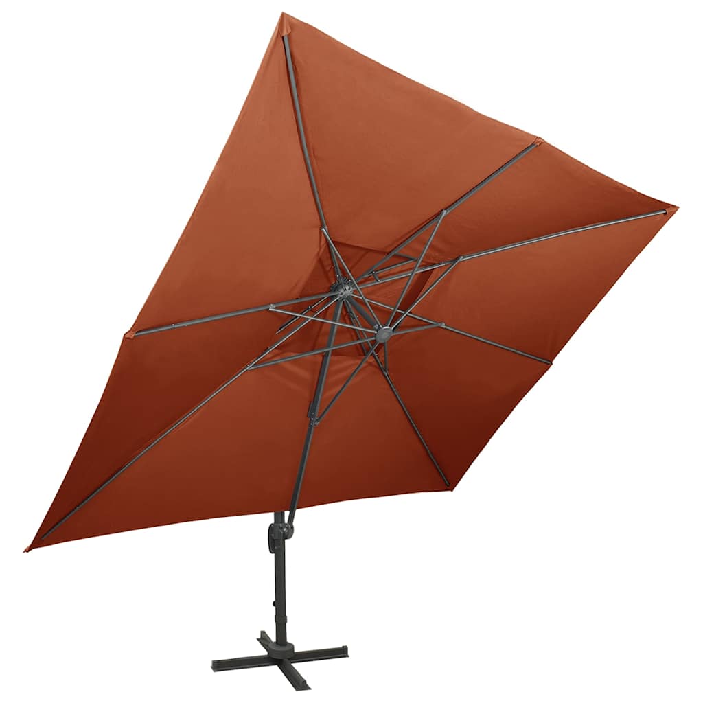 vidaXL Cantilever Garden Parasol with Double Top Terracotta 400x300 cm 2