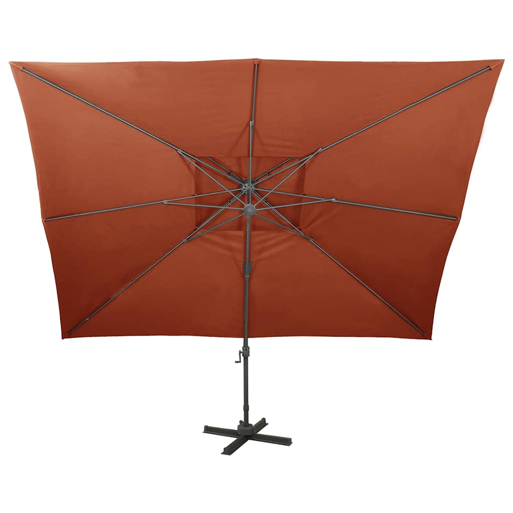 vidaXL Cantilever Garden Parasol with Double Top Terracotta 400x300 cm 3