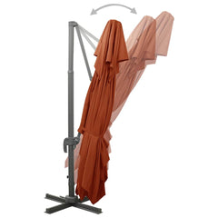 vidaXL Cantilever Garden Parasol with Double Top Terracotta 400x300 cm 4