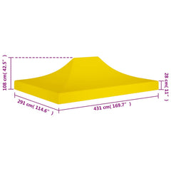 vidaXL Party Tent Roof | Yellow | 600D oxford fabric with PVC coating | 4.5x3 m 6