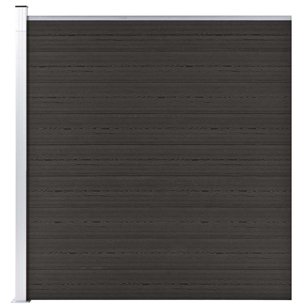 Fence Panel WPC 175x186 cm Black 1 section with 1 post