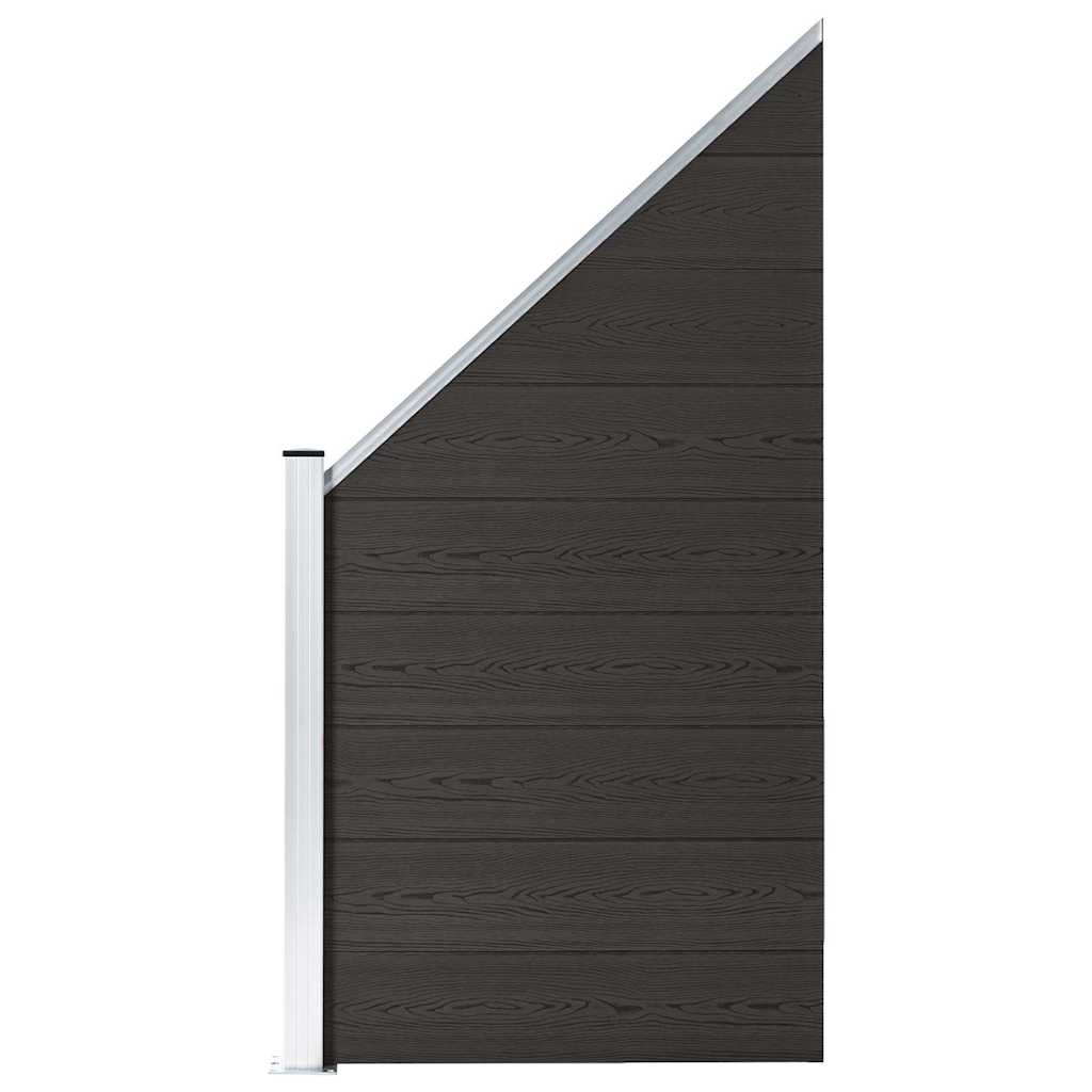 Fence Panel WPC 175x186 cm Black 1 slanted section