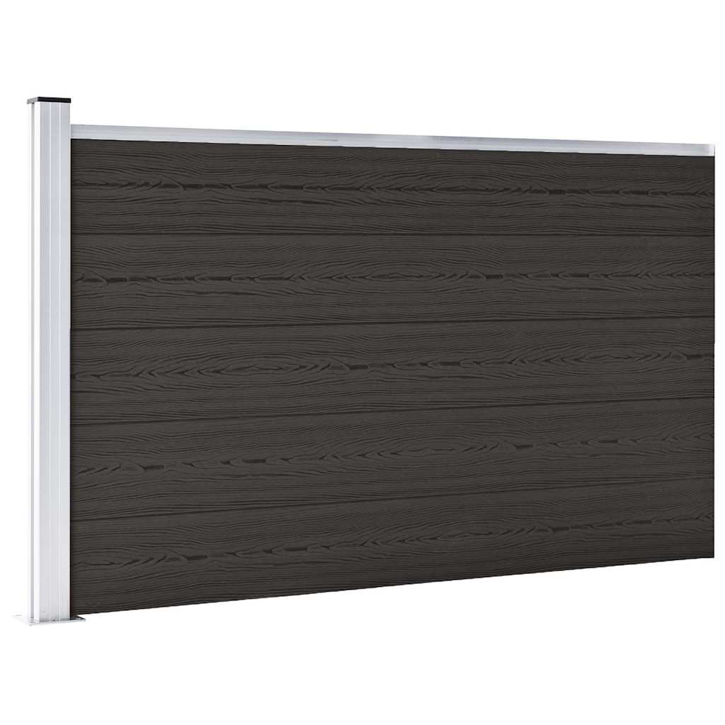 Fence Panel WPC 180x105 cm Black 1 section with 1 post