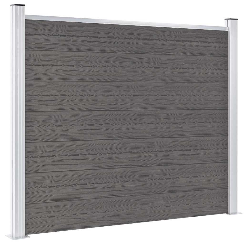 Fence Panel WPC 180x146 cm Grey 1 section with 2 posts