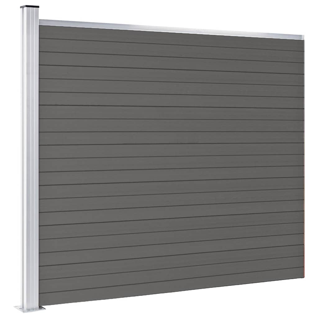 Fence Panel WPC 180x146 cm Grey 1 section with 1 post