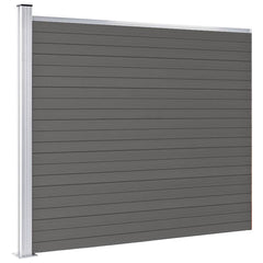 Fence Panel WPC 180x146 cm Grey 1 section with 1 post