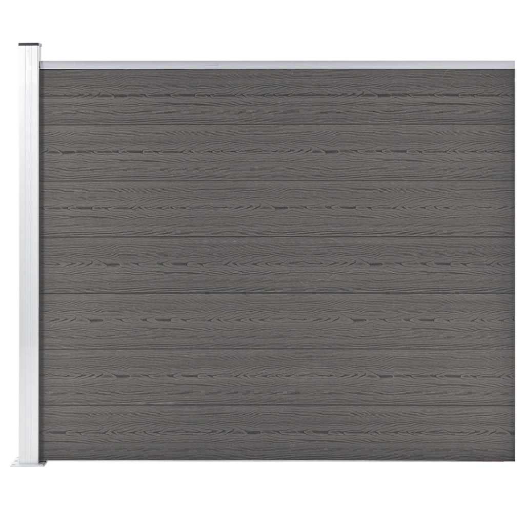 Fence Panel WPC 180x146 cm Grey 1 section with 1 post