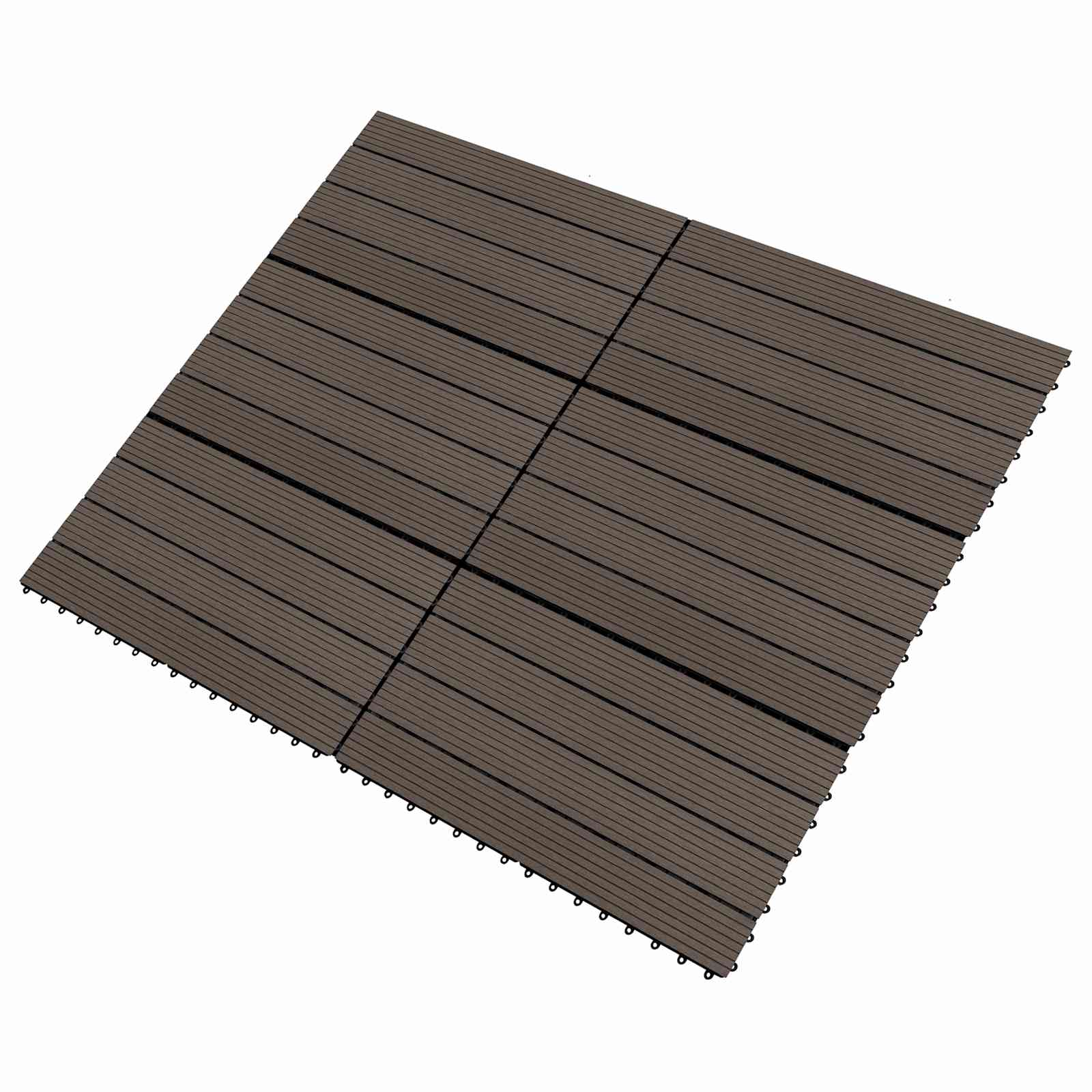 vidaXL Decking Tile 6 pcs Dark Brown 60 x 30 cm WPC 2