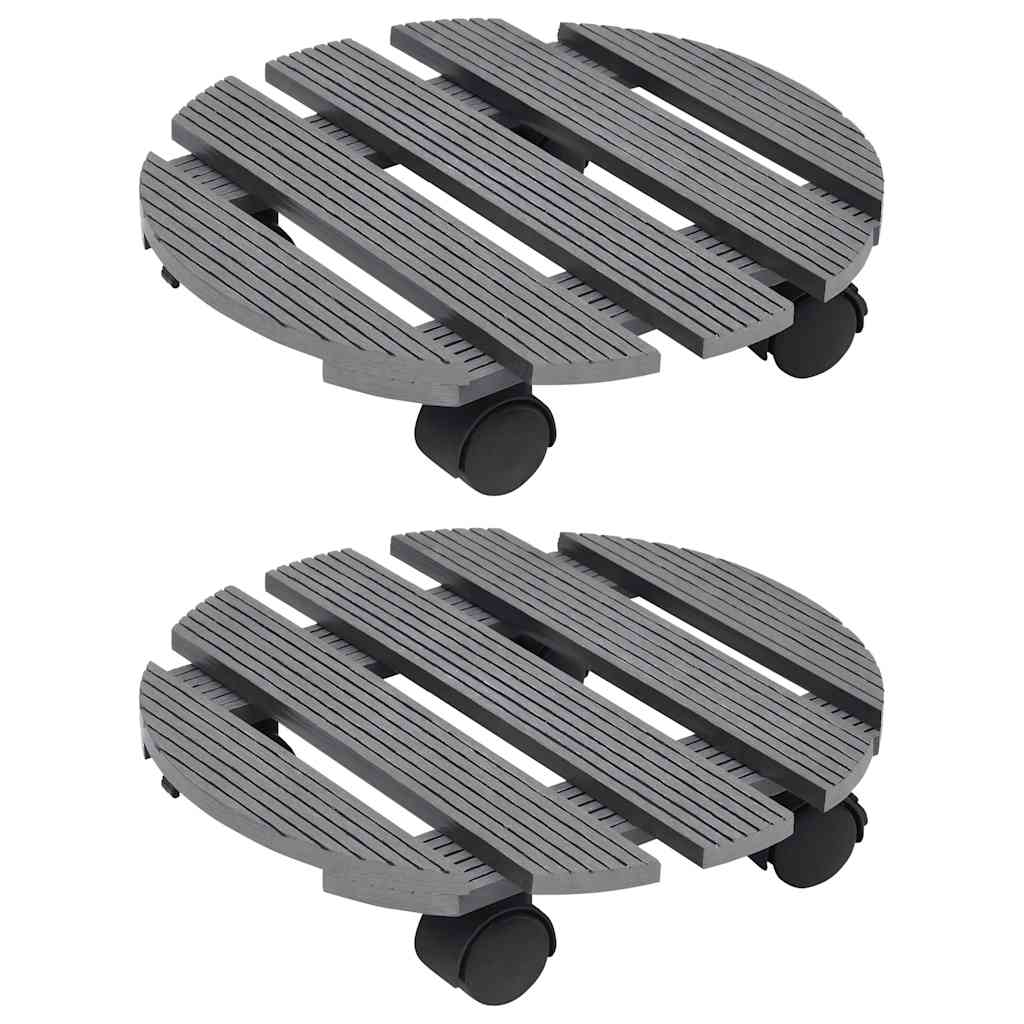 vidaXL Plant Trolleys 2 pcs Grey Ø30x7.5 cm WPC 1