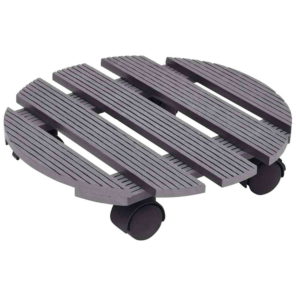 vidaXL Plant Trolleys 2 pcs Grey Ø30x7.5 cm WPC 2