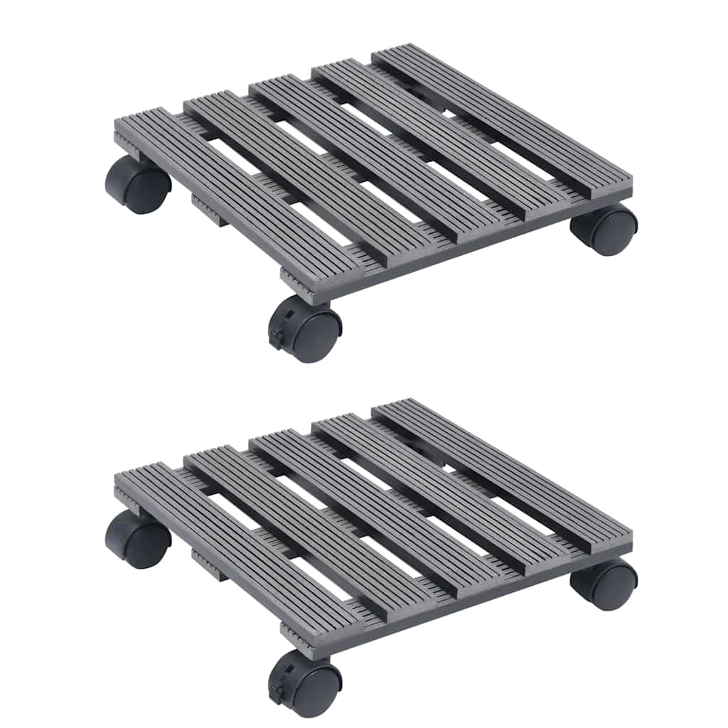 vidaXL Plant Trolleys 2 pcs Grey 30x30x7.5 cm WPC 1
