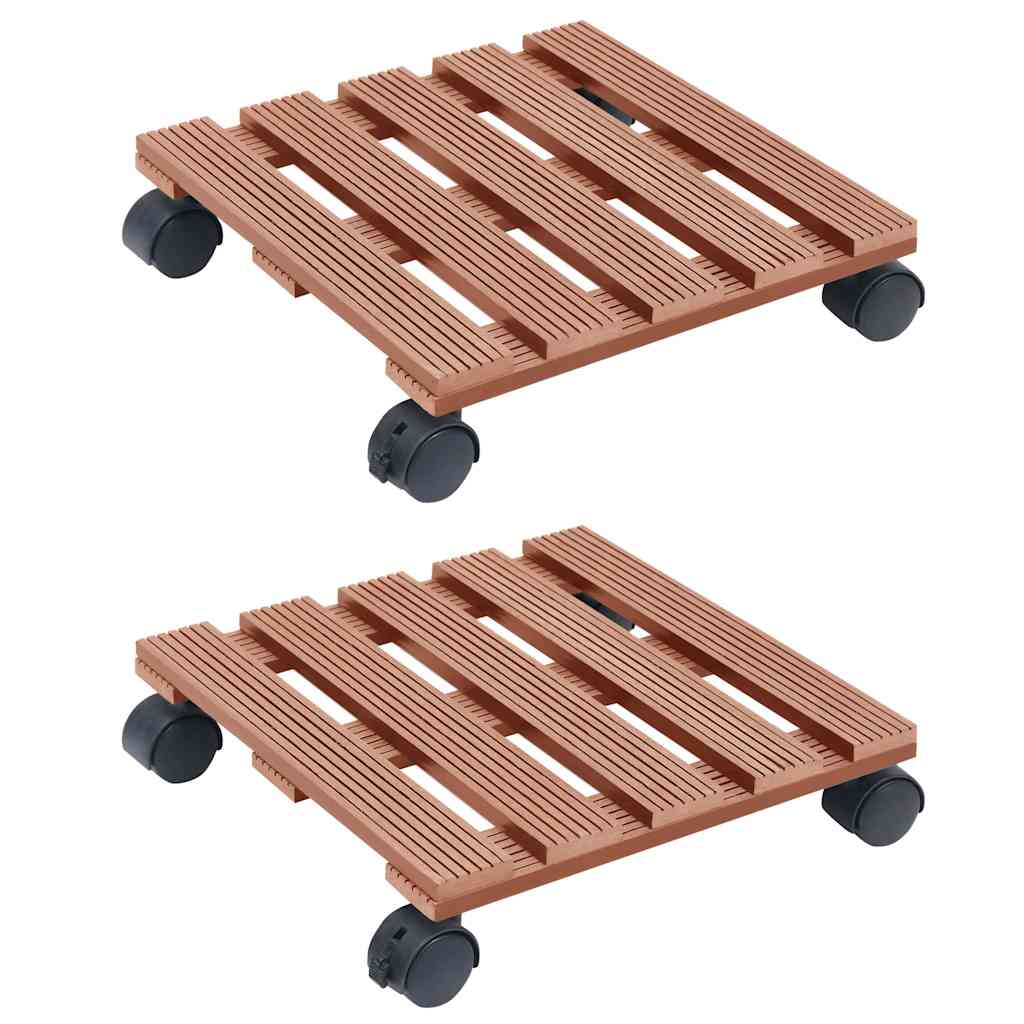 vidaXL Plant Trolley | Set of 2 | Brown | Wood-Plastic Composite | Small 1