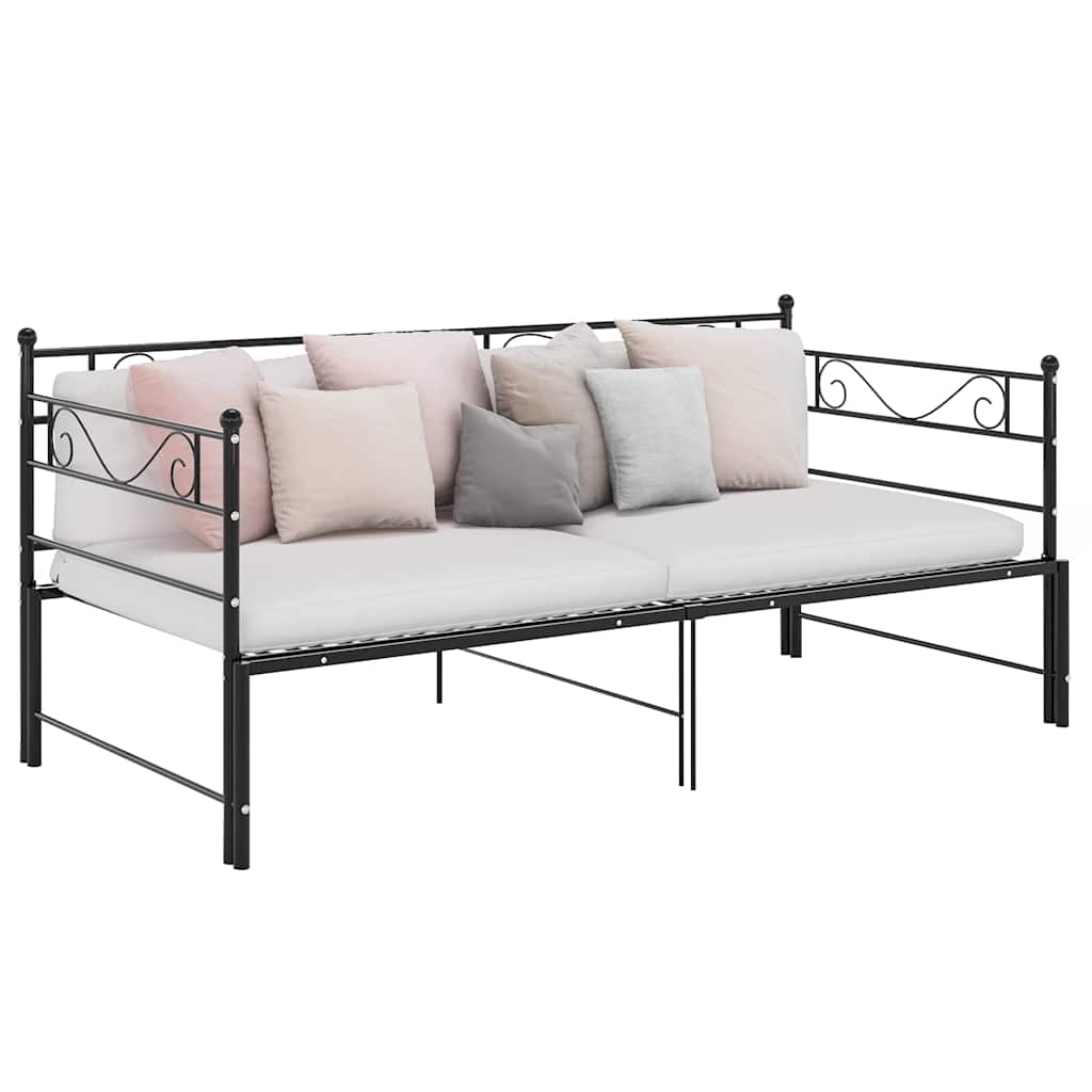 Pull-out Sofa Bed Frame without Mattress Metal 90x200 cm Black