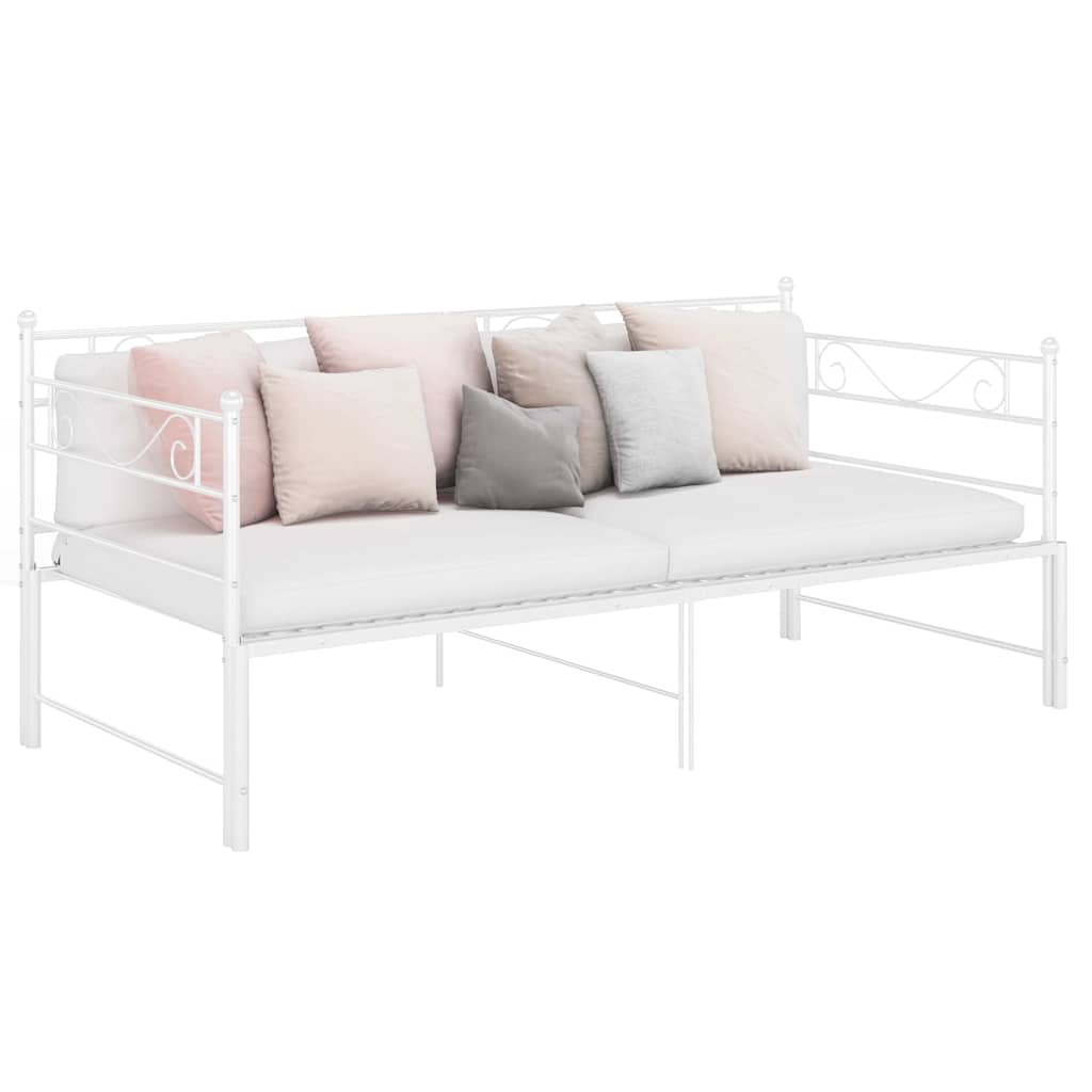 Pull-out Sofa Bed Frame without Mattress Metal 90x200 cm White