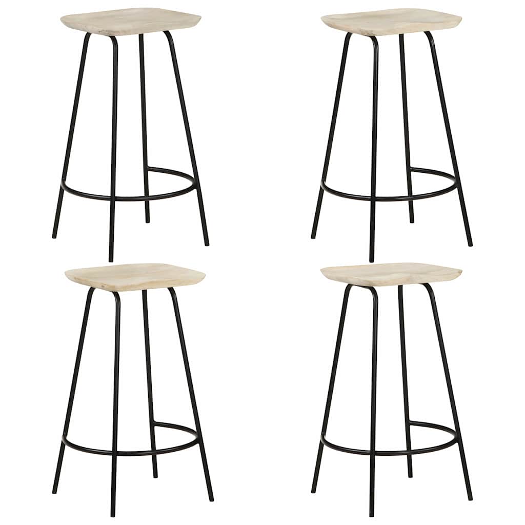 Bar Stools Solid Mango Wood Black 4