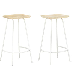 Bar Stools Solid Mango Wood White 2