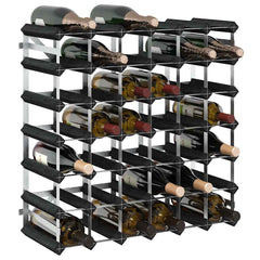 vidaXL Wine Rack for 42 Bottles Black Solid Pine Wood 4