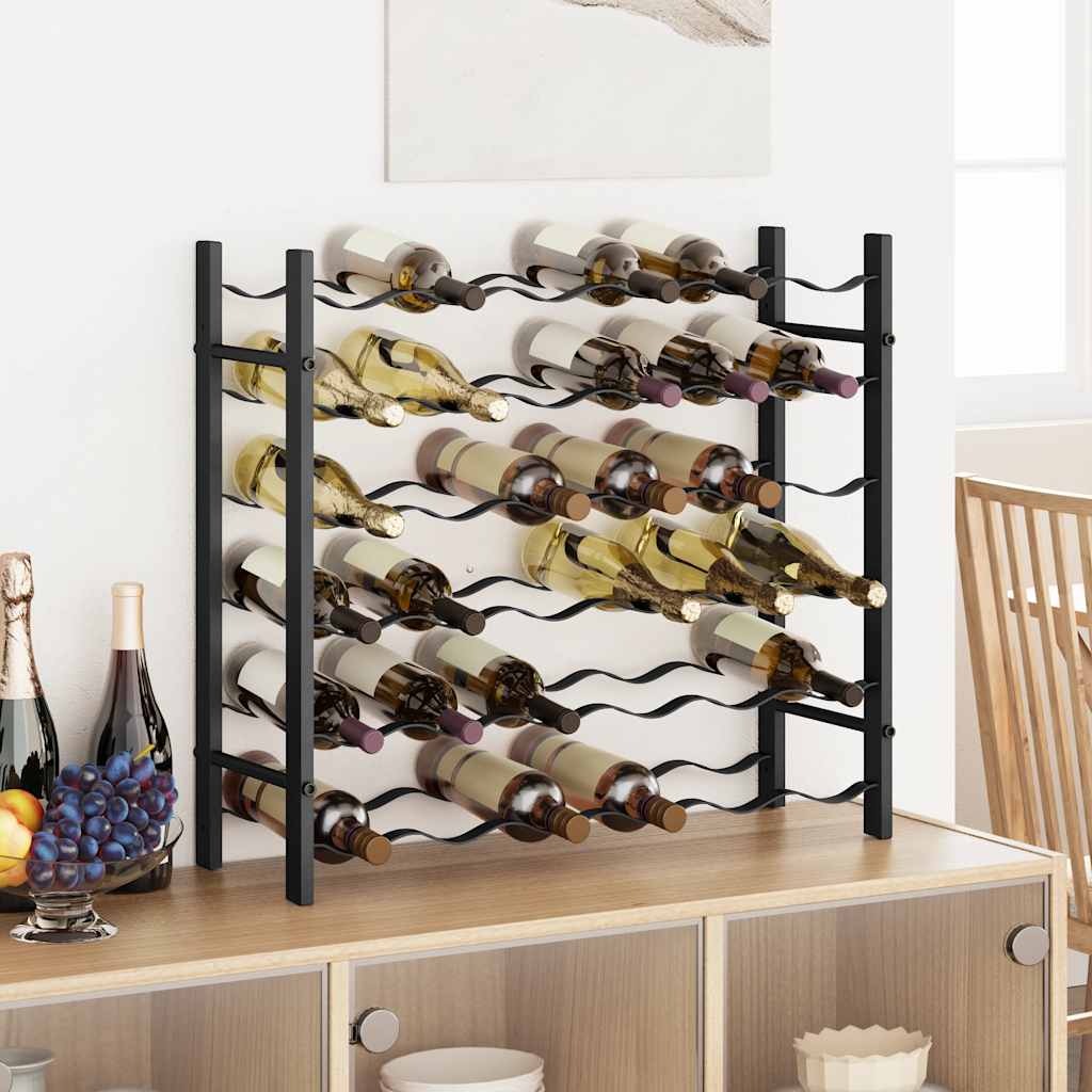vidaXL Wine Rack for 36 Bottles Black Iron 1