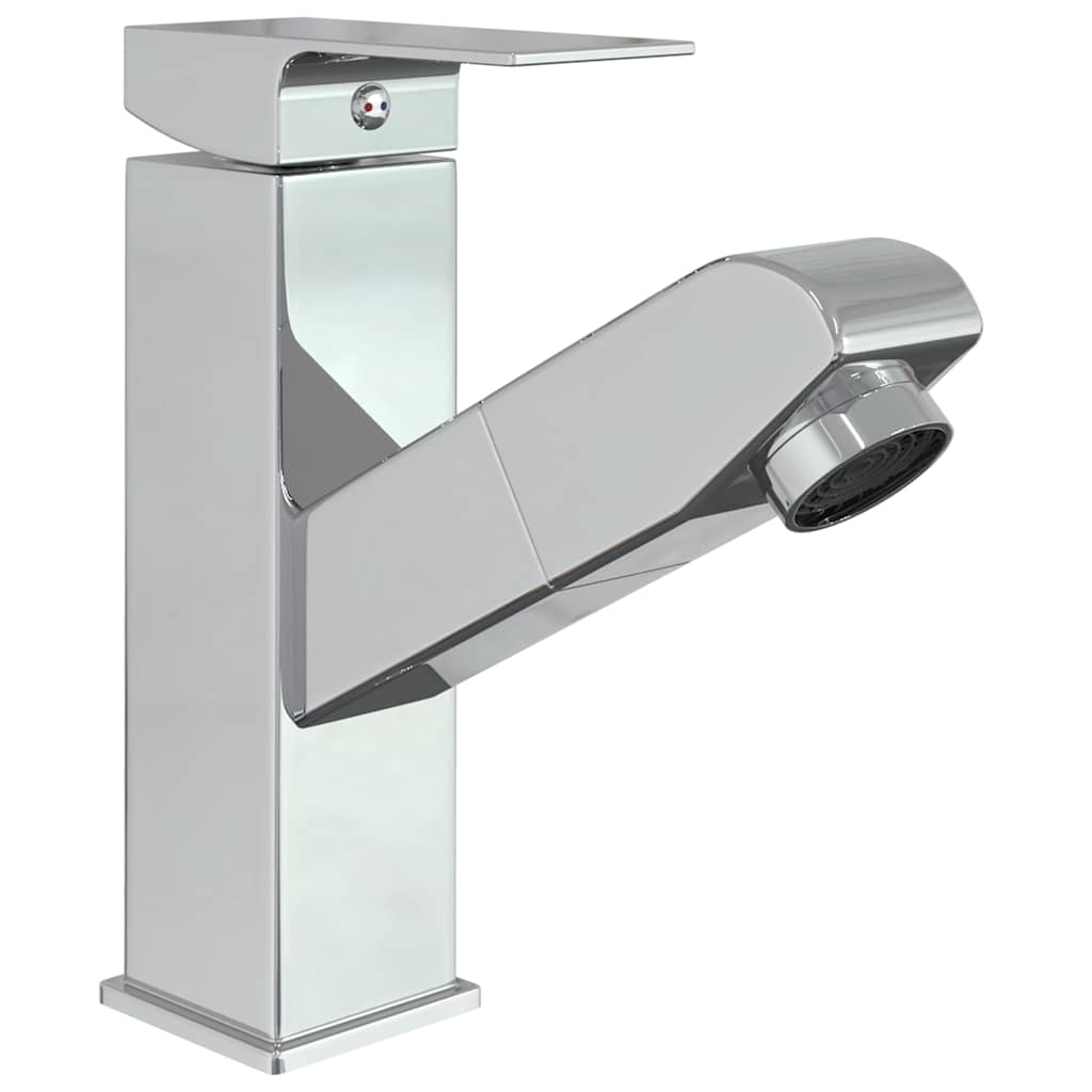 vidaXL Bathroom Basin Faucet with Pull-out Function Chromed Finish 157x172 mm 3