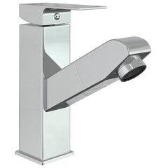 vidaXL Bathroom Basin Faucet with Pull-out Function Chromed Finish 157x172 mm 3