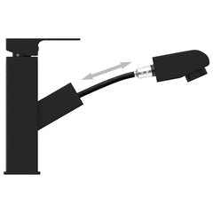 vidaXL Bathroom Basin Faucet with Pull-out Function Black 157x172 mm 5