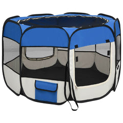 171013 vidaXL Foldable Dog Playpen with Carrying Bag Blue 90x90x58 cm 4