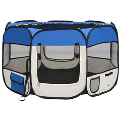 vidaXL Dog Playpen | Blue and Cream | Polyester, Steel | 110 x 110 x 58 cm 2