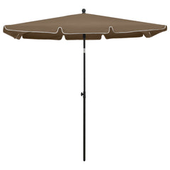 vidaXL Garden Parasol with Pole 210x140 cm Taupe 2