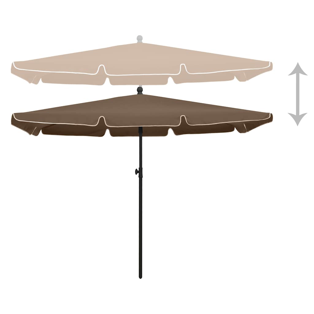 vidaXL Garden Parasol with Pole 210x140 cm Taupe 3