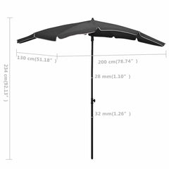 vidaXL Garden Parasol with Pole 200x130 cm Anthracite 6
