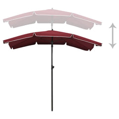 vidaXL Garden Parasol with Pole 200x130 cm Bordeaux Red 4