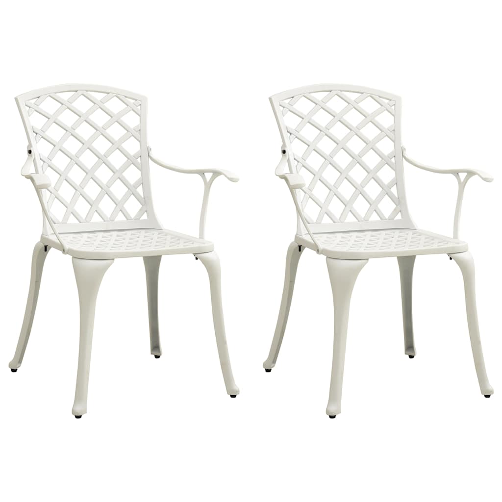 Garden Chairs Cast Aluminium White 2