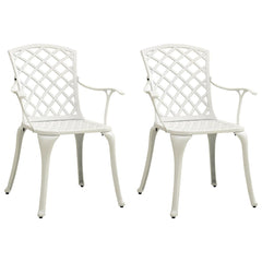 Garden Chairs Cast Aluminium White 2